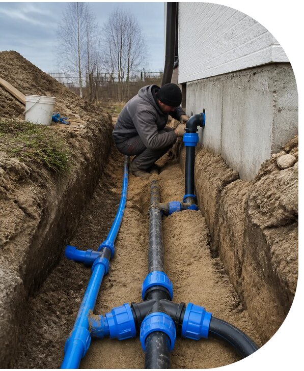 Монтаж наружного водопровода на участке под ключ в Мценске